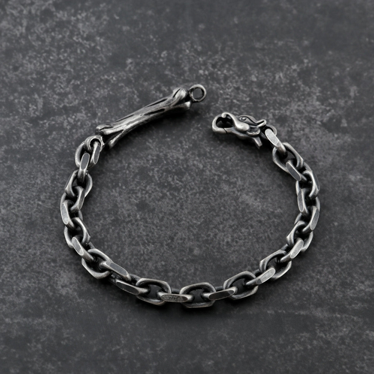 Dragon Skeleton Chain Bracelet, 925 Sterling Silver Beast Bone Link Cable Wristband
