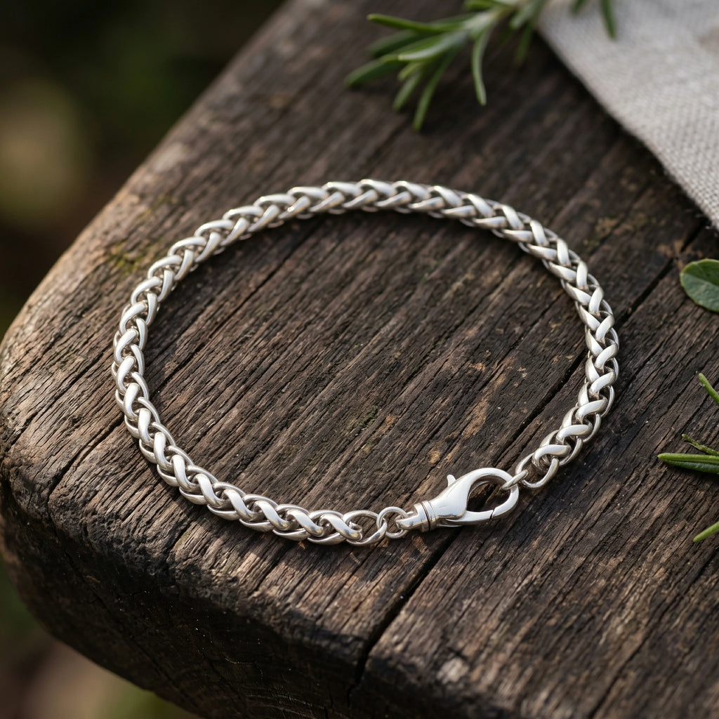 Classic Chopin Chain Bracelet, Solid 925 Sterling Silver Minimalist Wristband