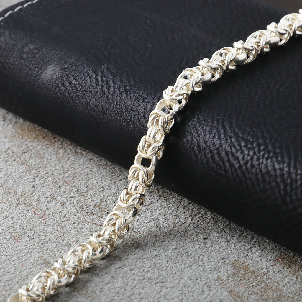 Medieval Armor Byzantine Chain Bracelet, Solid 925 Sterling Silver Handwoven Link Cuff with S-Clasp