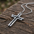 Sacred Path Hollow Cross Pendant, Oxidized 925 Sterling Silver Vintage Faith Amulet Necklace
