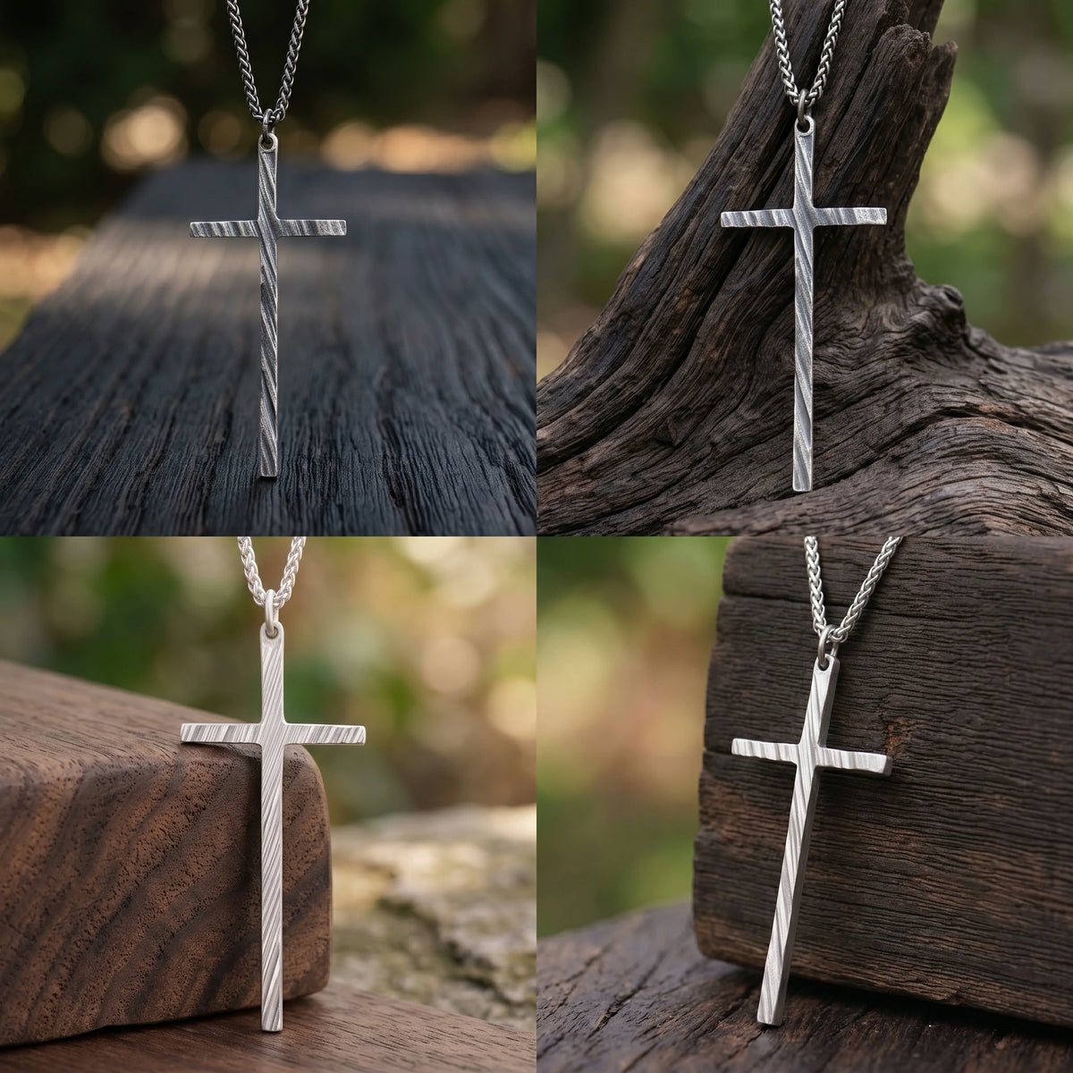 925 Sterling Silver Spiral Grooved Cross Pendant Anchored In Sacred Redemption