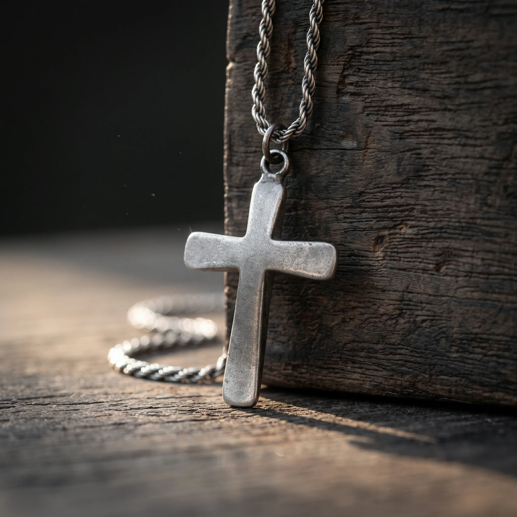 Custom 925 Sterling Silver Domed Cross Pendant for Unshakable Faith and Divine Peace
