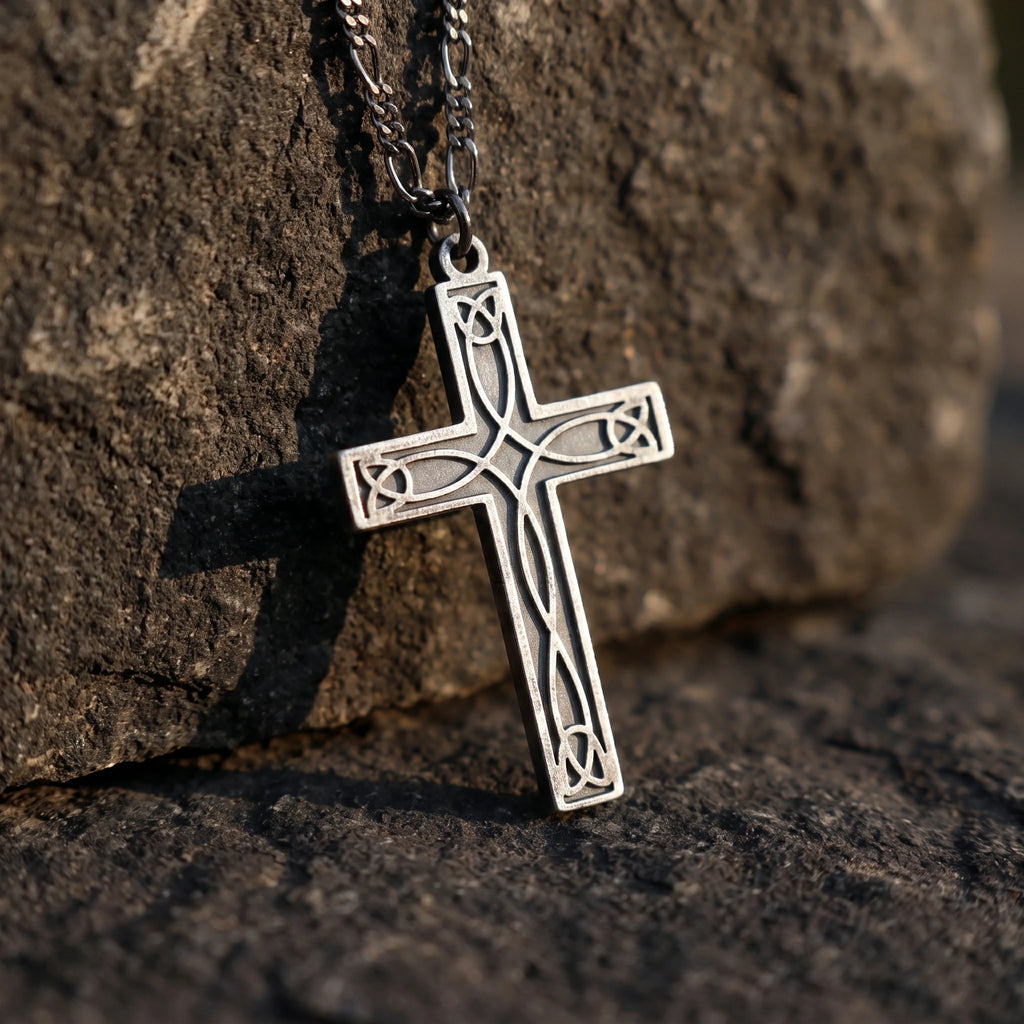 925 Sterling Silver Celtic Trinity Cross Durable Engravable Pendant Faith Gift