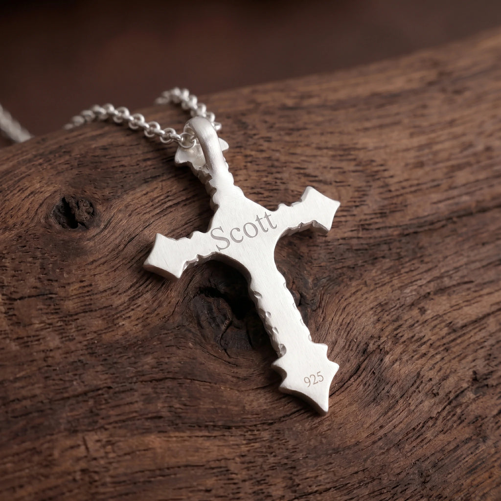 925 Sterling Silver Engravable Skull Cross Pendant Guarding Your Faith In Divine Light