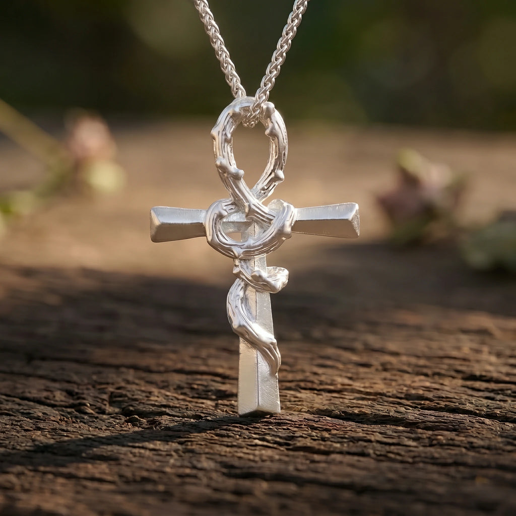 925 Sterling Silver Crown Of Thorns Cross Pendant Anchored In His Eternal Salvation