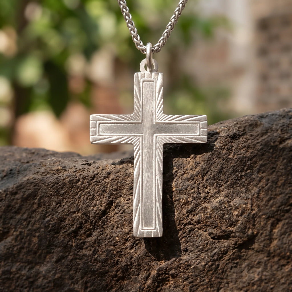 Custom 925 Sterling Silver Sunburst Cross Pendant for Heavenly Guidance & Eternal Light