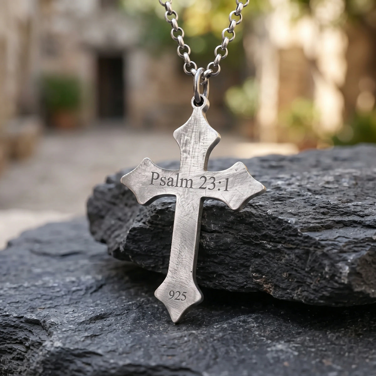 925 Sterling Silver Star of Bethlehem Cross Durable Engravable Faith Necklace