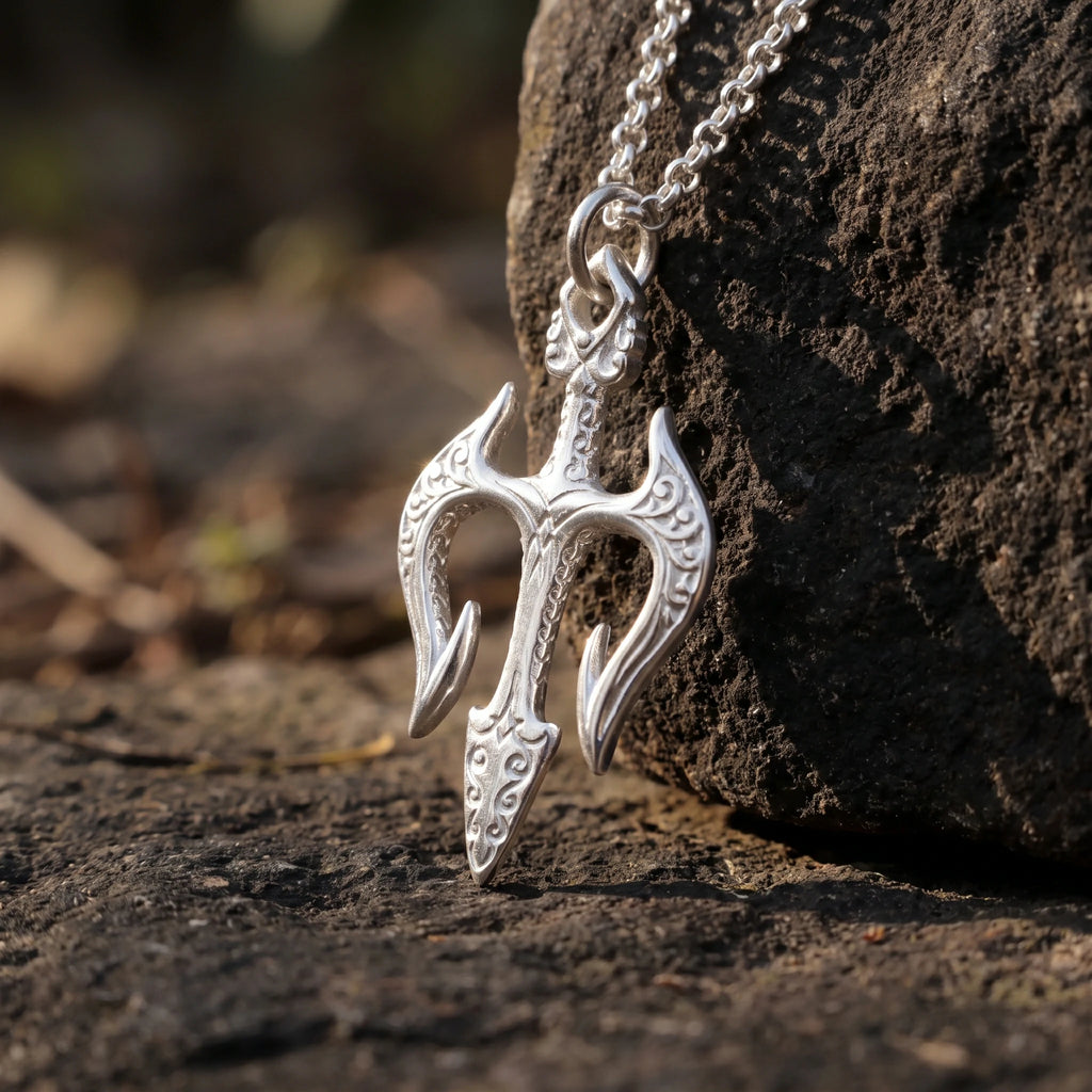 925 Sterling Silver Holy Trinity Trident Cross Pendant Shielding Your Heart In Divine Grace