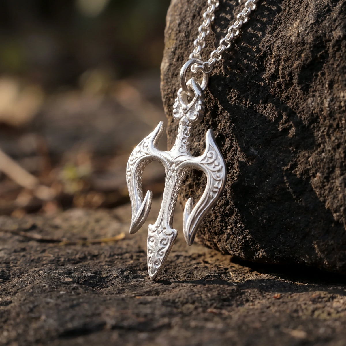 925 Sterling Silver Holy Trinity Trident Cross Pendant Shielding Your Heart In Divine Grace