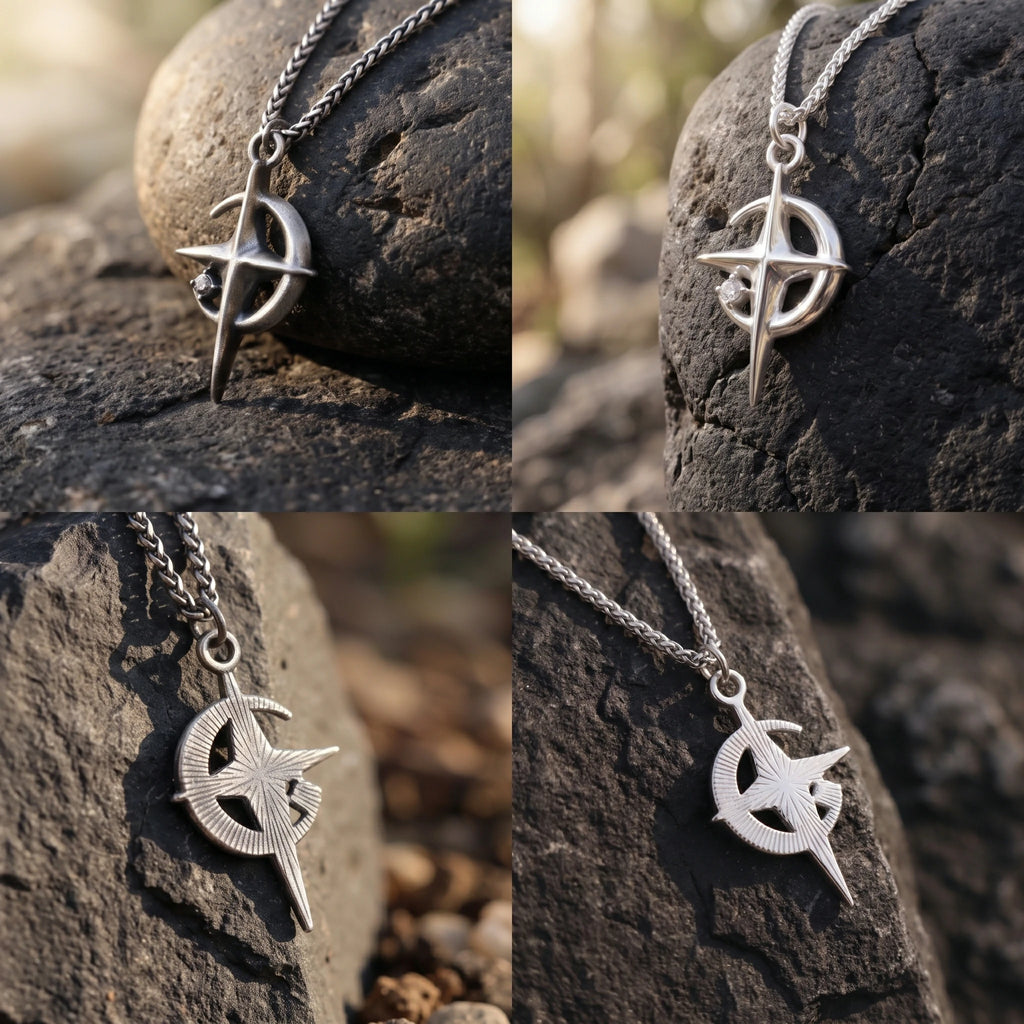 925 Sterling Silver Crescent Cross Pendant Anchored In Heavenly Grace And Salvation