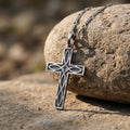 Eternal Covenant Celtic Cross, Oxidized 925 Sterling Silver Devotional Figaro Necklace