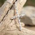 Sacred Thorns Crown Cross, Solid 925 Sterling Silver Devotional Figaro Necklace