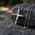 925 Sterling Silver Engravable Beveled Cross Pendant Blessed In Heavenly Salvation