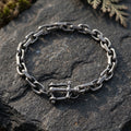 925 Sterling Silver Horseshoe Shackle Crucifix Bar Durable Link Chain Bracelet