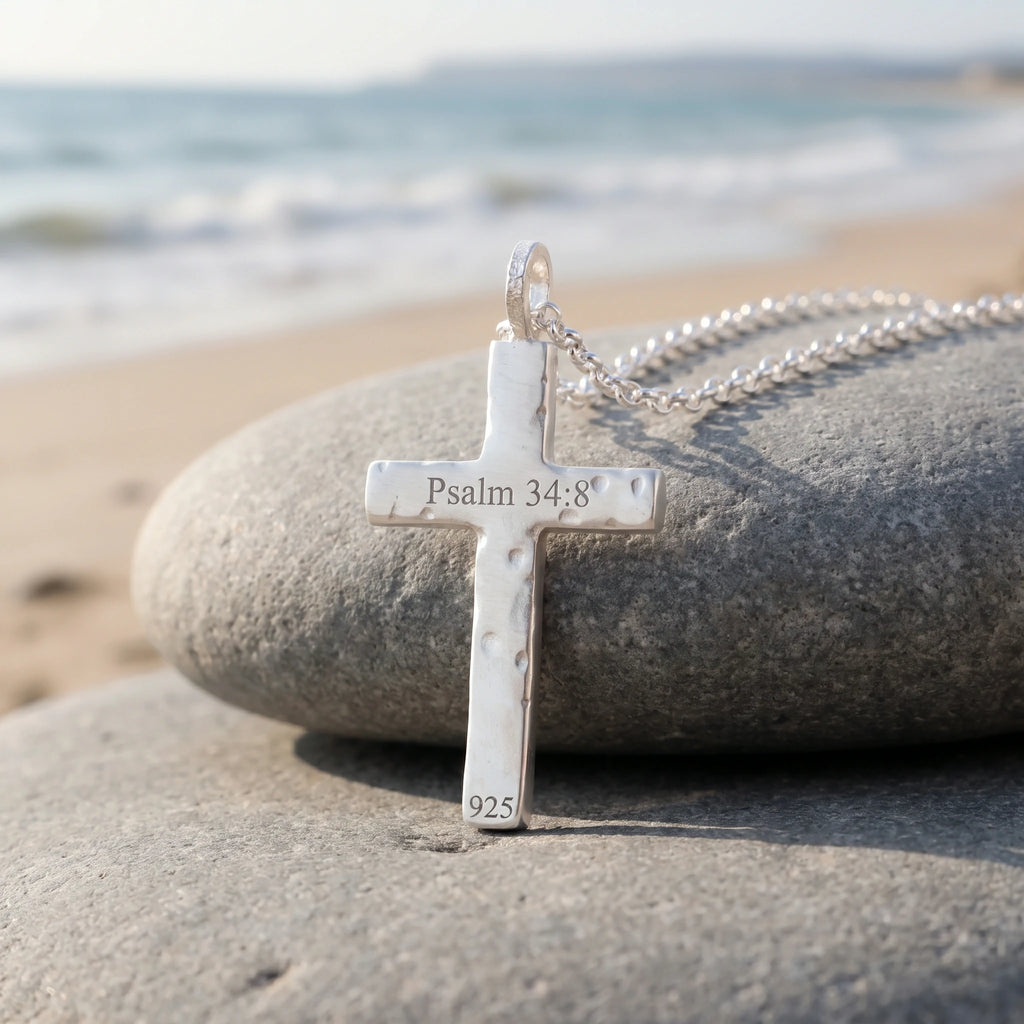 925 Sterling Silver Custom Engravable Holy Cross Faith Pendant Necklace