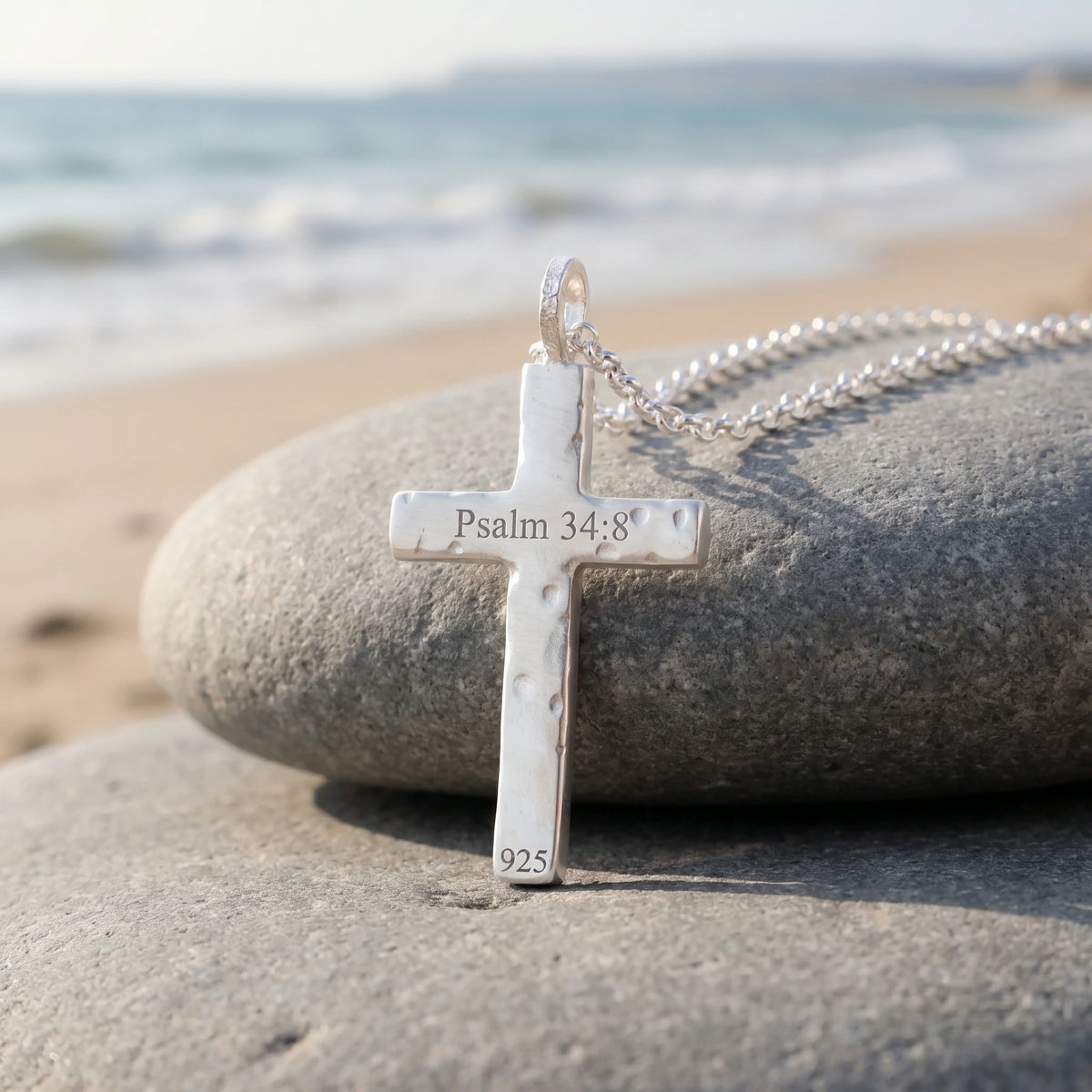 925 Sterling Silver Custom Engravable Holy Cross Faith Pendant Necklace