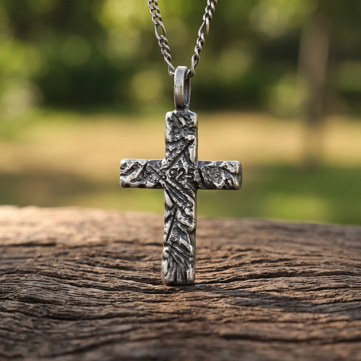 925 Sterling Silver Old Rugged Cross Durable Sacred Faith Pendant Necklace
