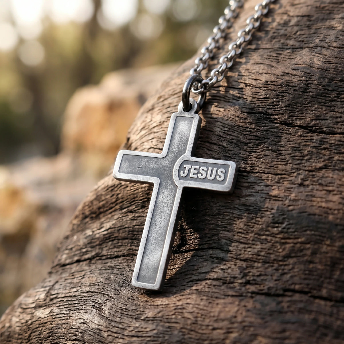 925 Sterling Silver Jesus Name Cross Durable Custom Engravable Pendant Necklace