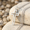 Cutout Cross Pendant Necklace, 925 Sterling Silver Religious Faith Jewelry