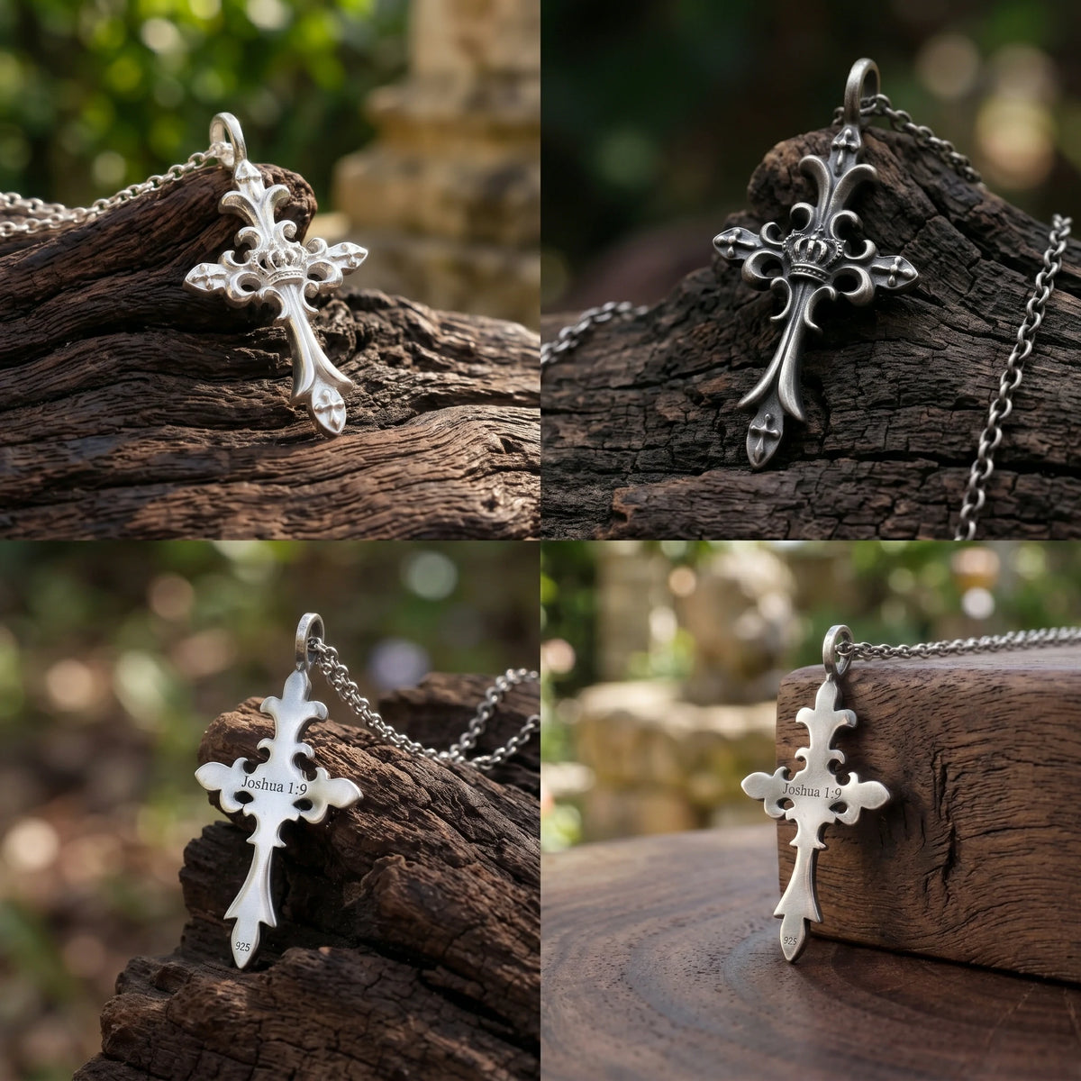 Custom 925 Sterling Silver Royal Crown Cross Pendant Exalting Christs Eternal Kingdom
