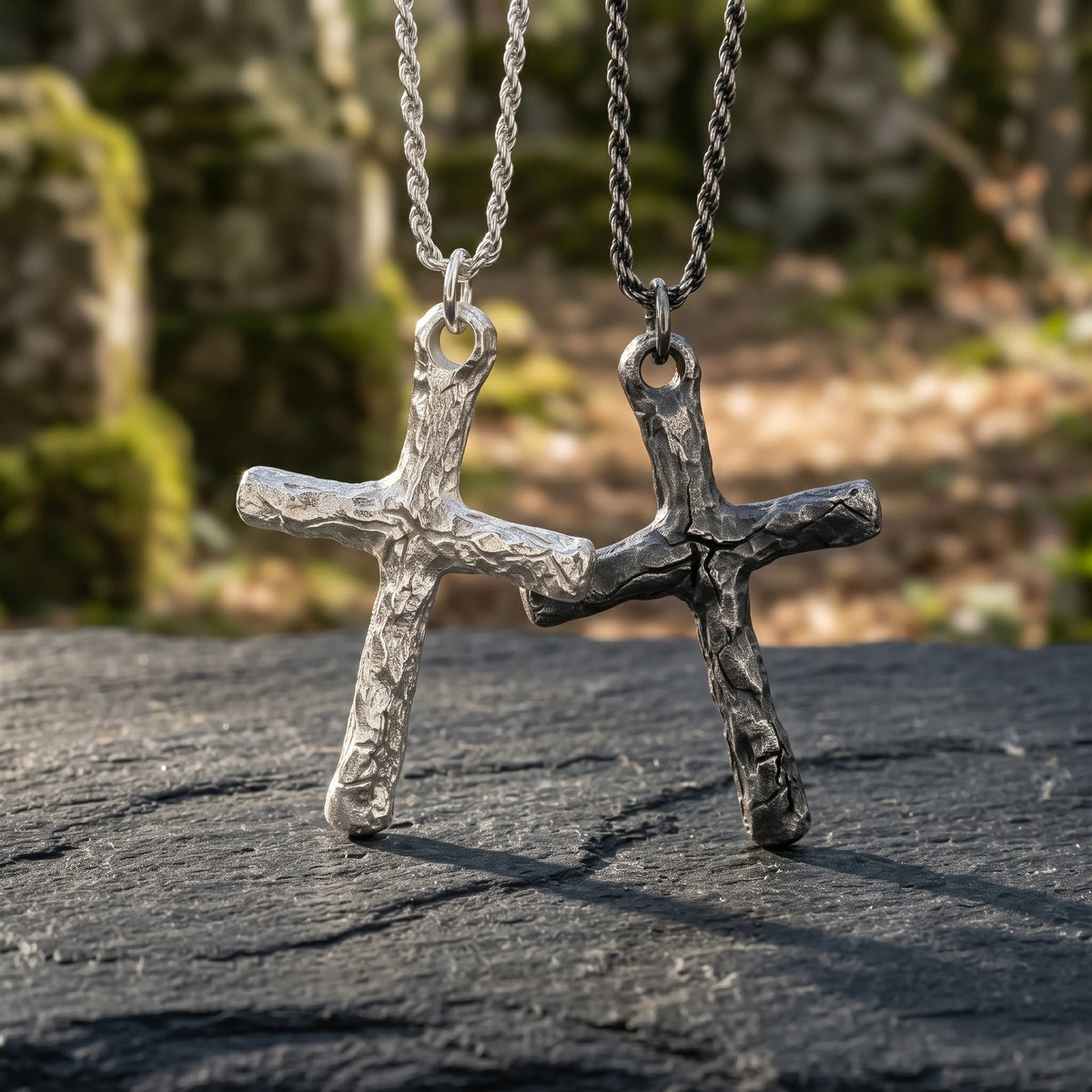 925 Sterling Silver Rustic Textured Holy Cross Durable Faith Pendant Necklace