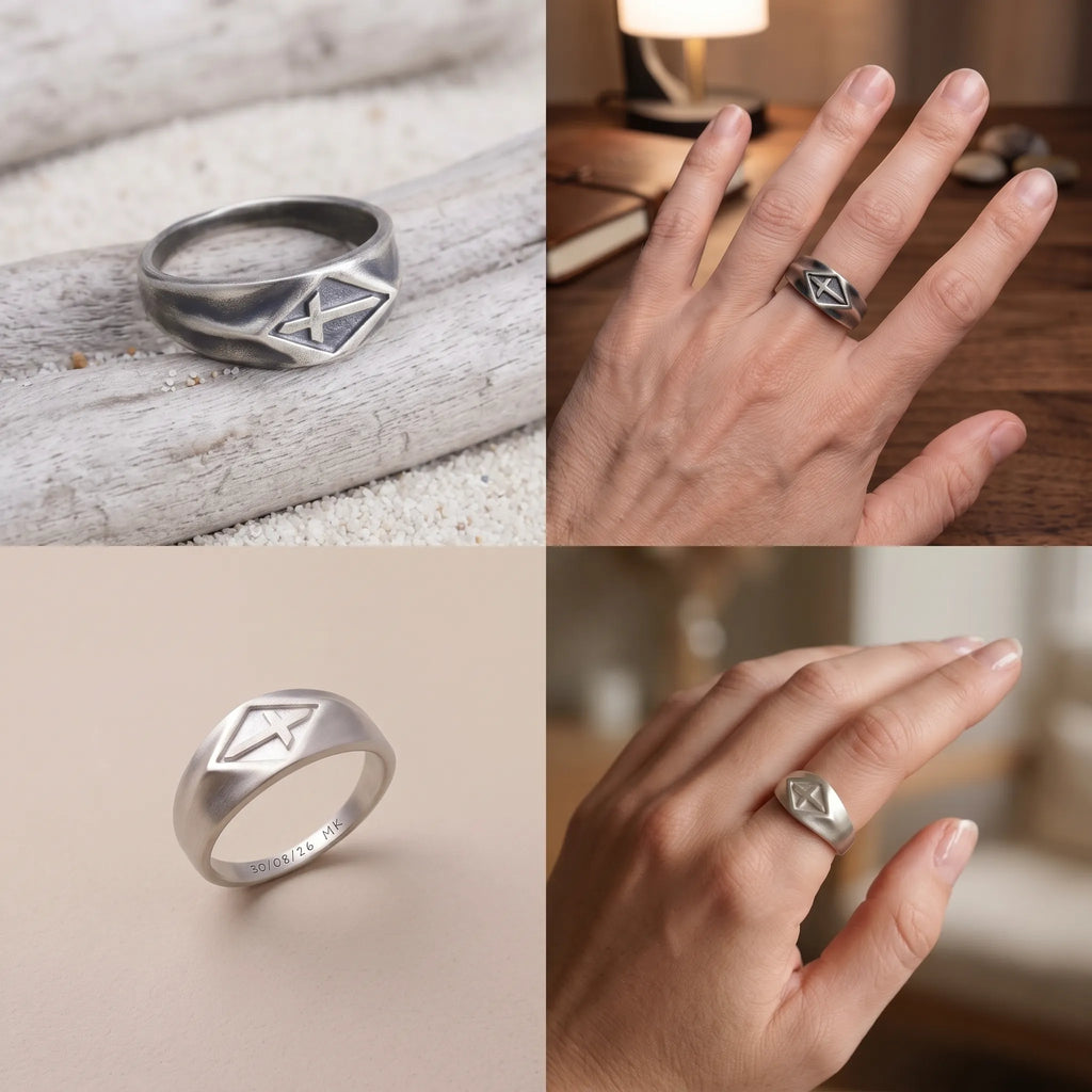 Vintage Templar Cross Signet Ring, Custom Engraved 925 Sterling Silver Band, Personalized Faith Religious Ring for Men