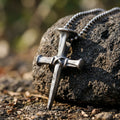 Sacred Grace Crucifixion Nails Cross Necklace, Oxidized 925 Sterling Silver Devotional Faith Pendant