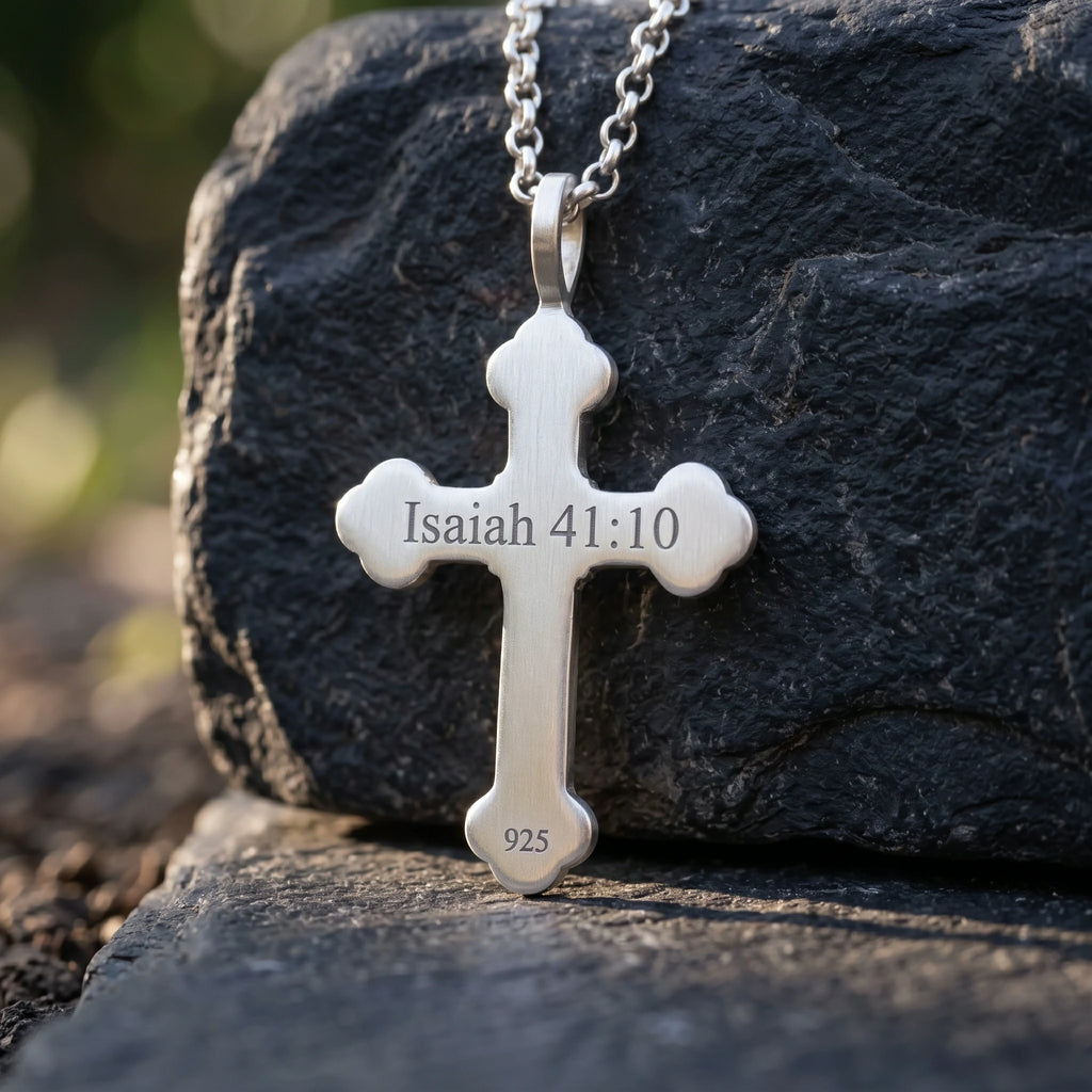 925 Sterling Silver Engravable Celtic Cross Pendant Honoring Eternal Holy Trinity Grace