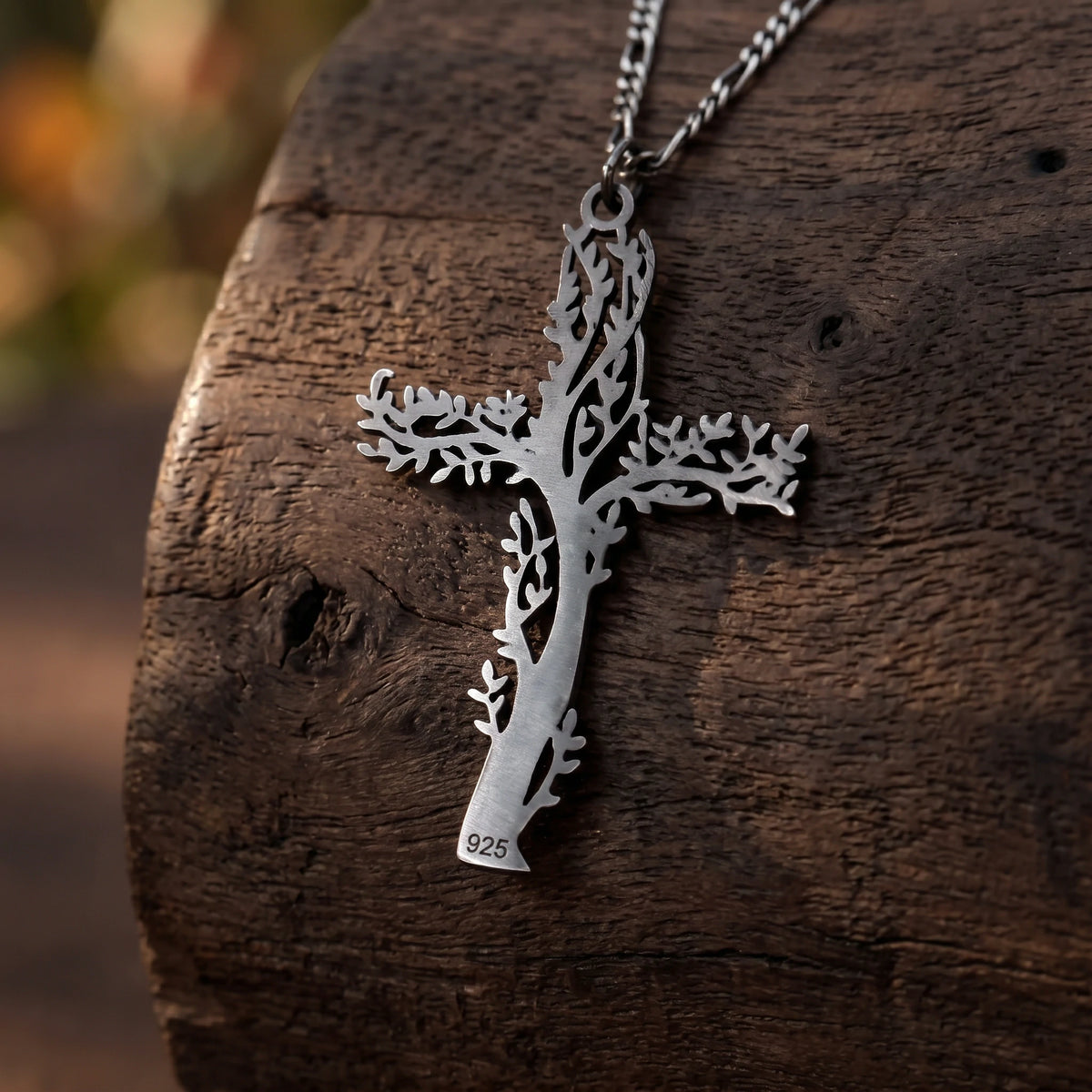 925 Sterling Silver Tree of Life Cross Pendant Offering Renewal and Eternal Life