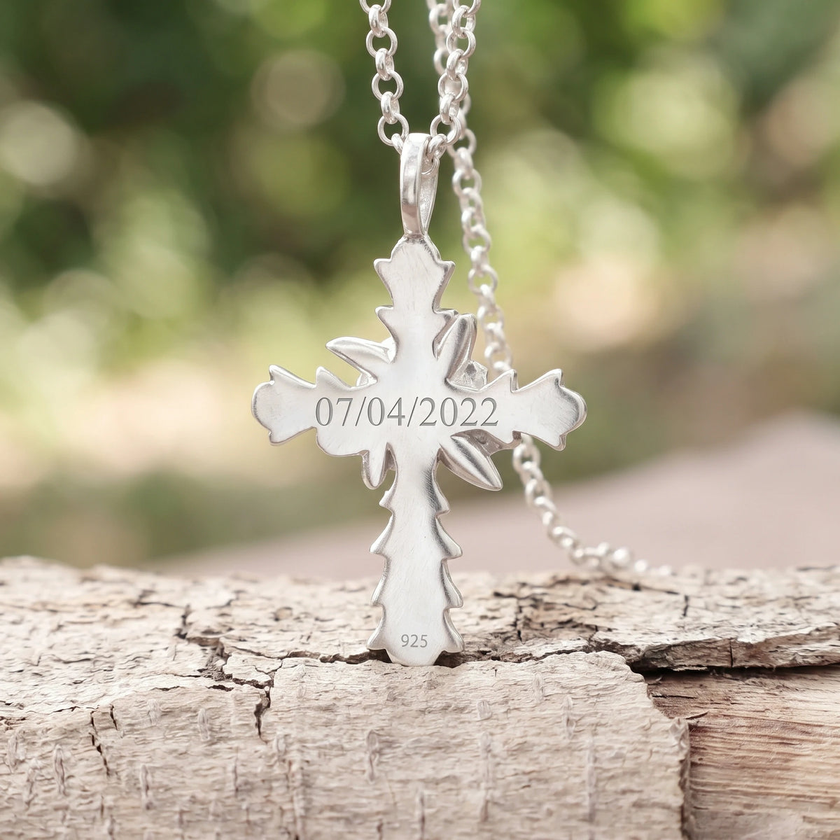 Custom 925 Sterling Silver Rose Cross Pendant Embodying Christs Pure Sacred Grace