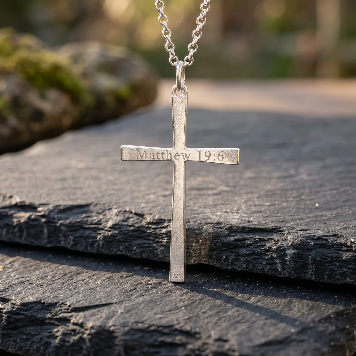 925 Sterling Silver Engravable Textured Cross Pendant Illuminated By Divine Grace