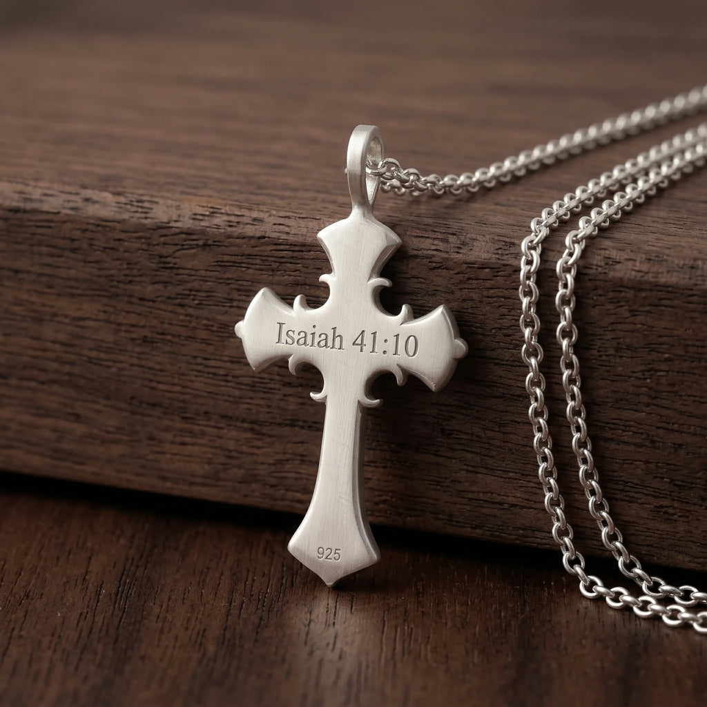 Personalized 925 Sterling Silver Gothic Cross Pendant Honoring Christ’s Redeeming Love