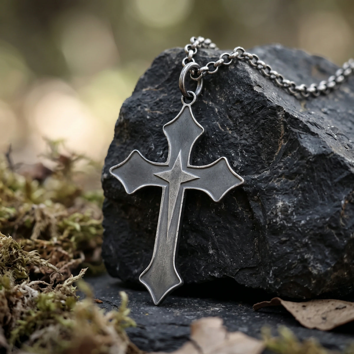 925 Sterling Silver Star of Bethlehem Cross Durable Engravable Faith Necklace