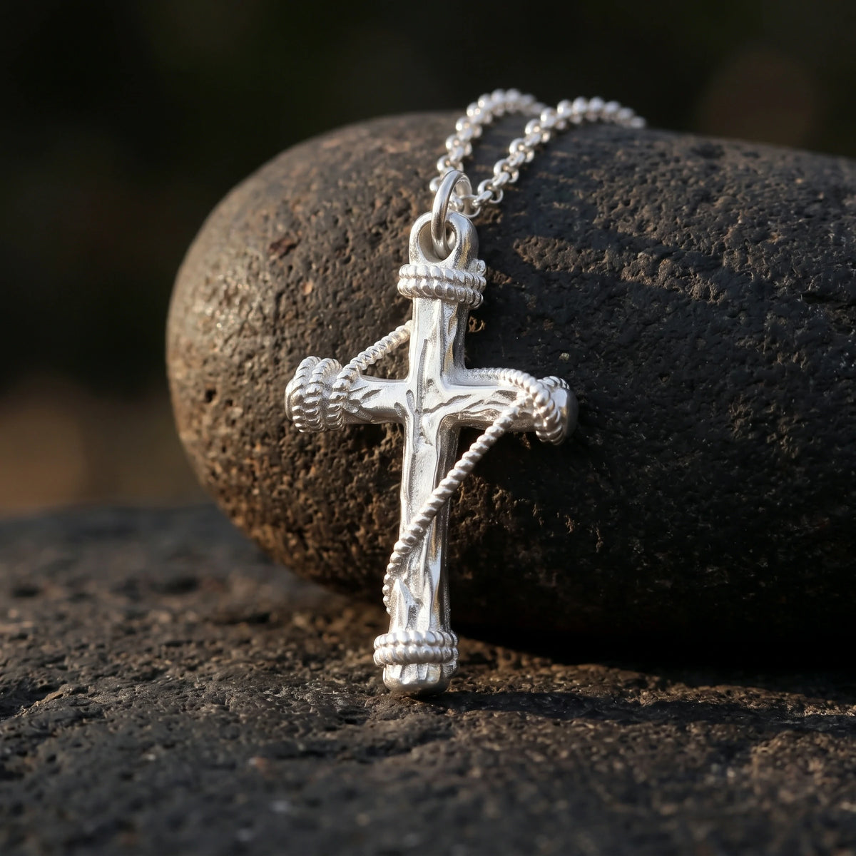 925 Sterling Silver Sacred Rope Cross Pendant Binding Your Soul To Eternal Divine Love