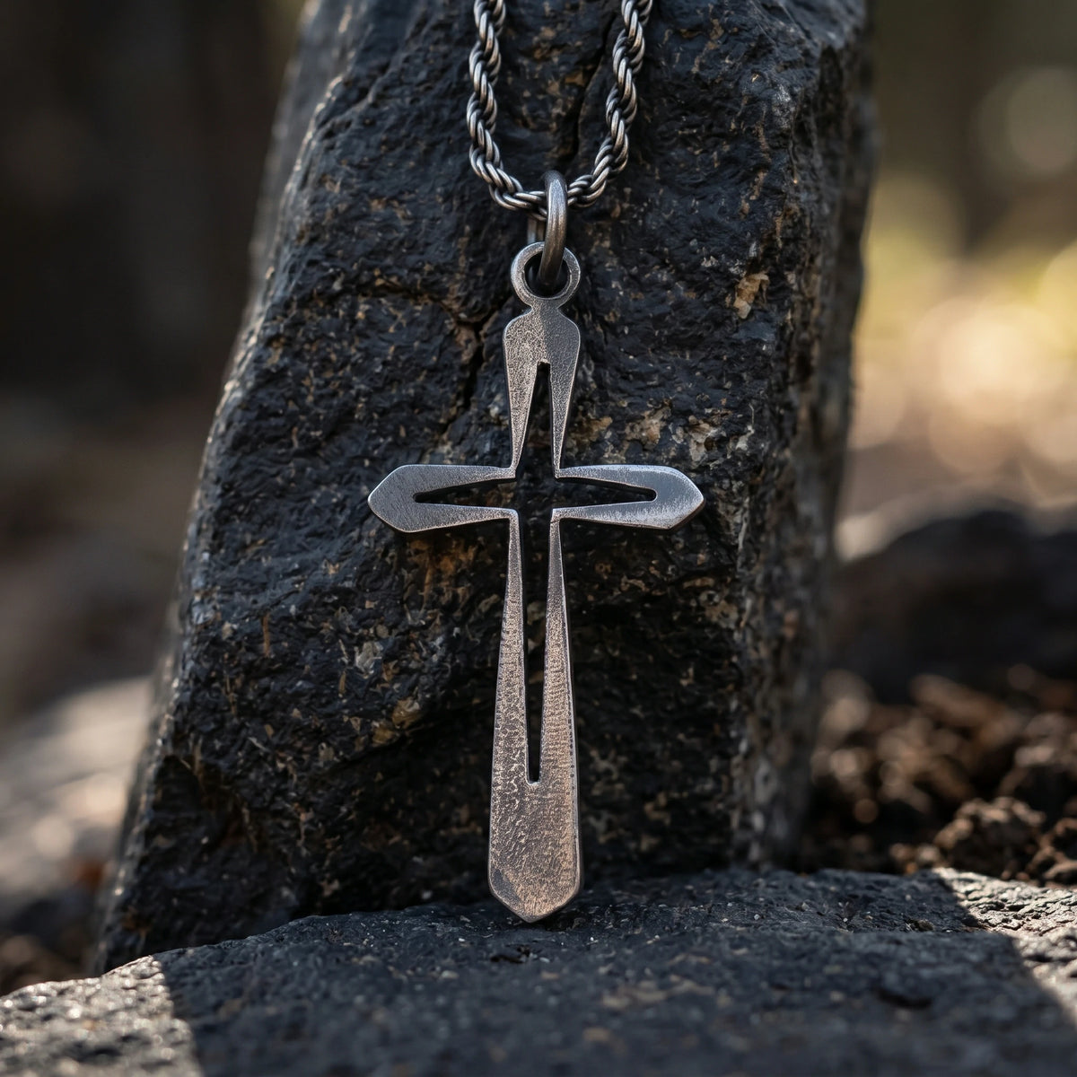 925 Sterling Silver Hollow Cross Pendant Embodying His Eternal Grace and Holy Light