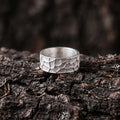 Personalized Textured Solid 925 Sterling Silver Ring, Engraved Rustic Band for Men