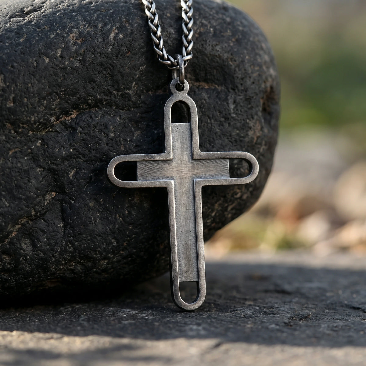 Engraved 925 Sterling Silver Layered Cross Pendant for Unshakable Faith & Sacred Protection