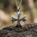 925 Sterling Silver Maltese Cross Necklace, Custom Engravable Medieval Talisman Jewelry