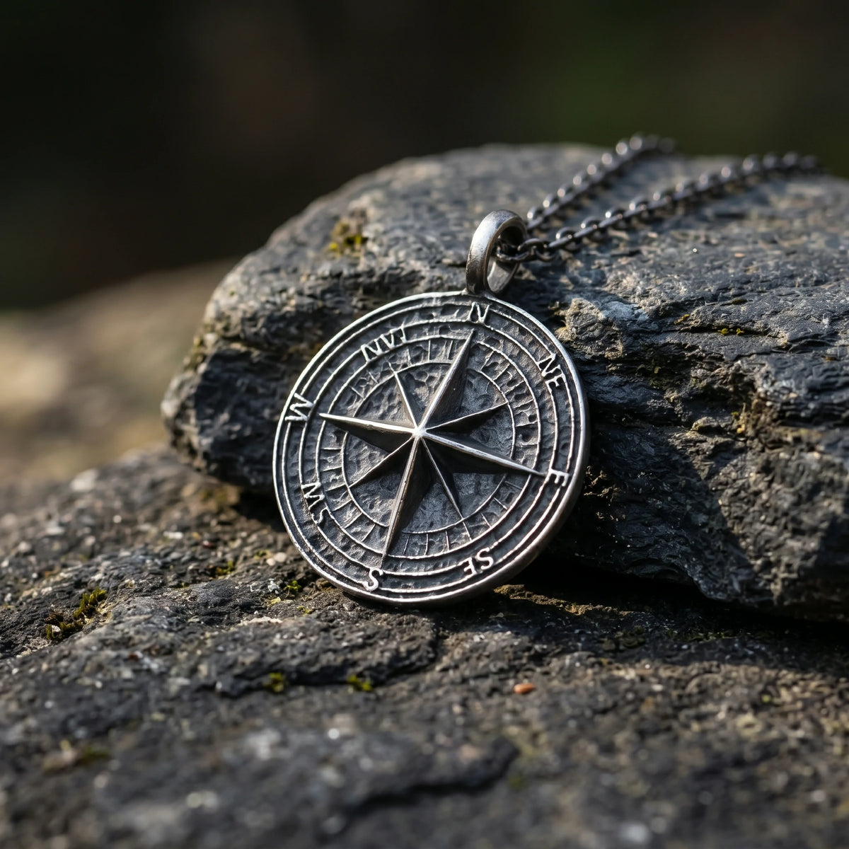 Vintage 925 Sterling Silver Compass Pendant Necklace for Guidance & Adventure