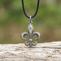 925 Sterling Silver Fleur-de-Lis Pendant Necklace, Vintage Beaded Lily Jewelry