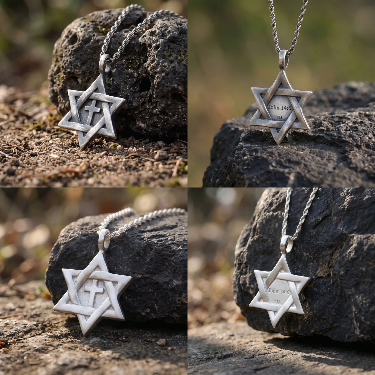 925 Sterling Silver Star of David Cross Durable Custom Engravable Necklace