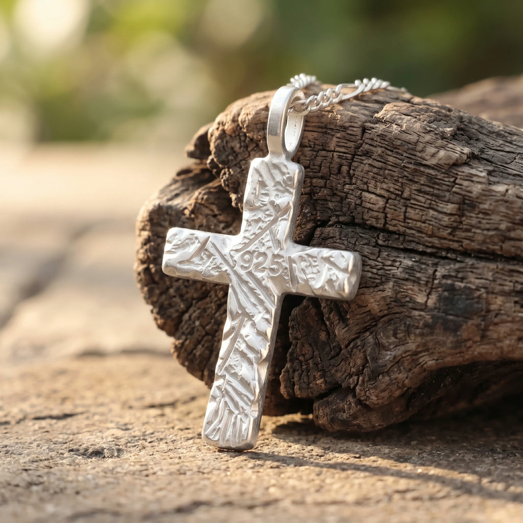 925 Sterling Silver Old Rugged Cross Durable Sacred Faith Pendant Necklace