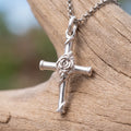 925 Sterling Silver Rose Cross Durable Faith Pendant Necklace