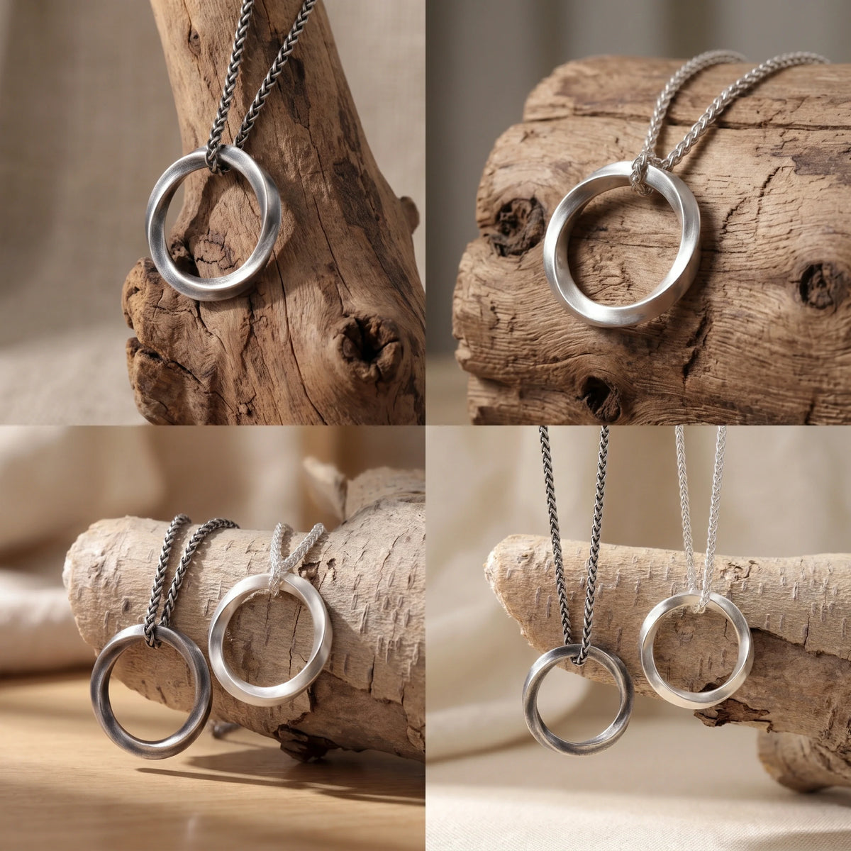 925 Sterling Silver Twisted Mobius Circle Pendant Delivering Minimalist Modern Flow