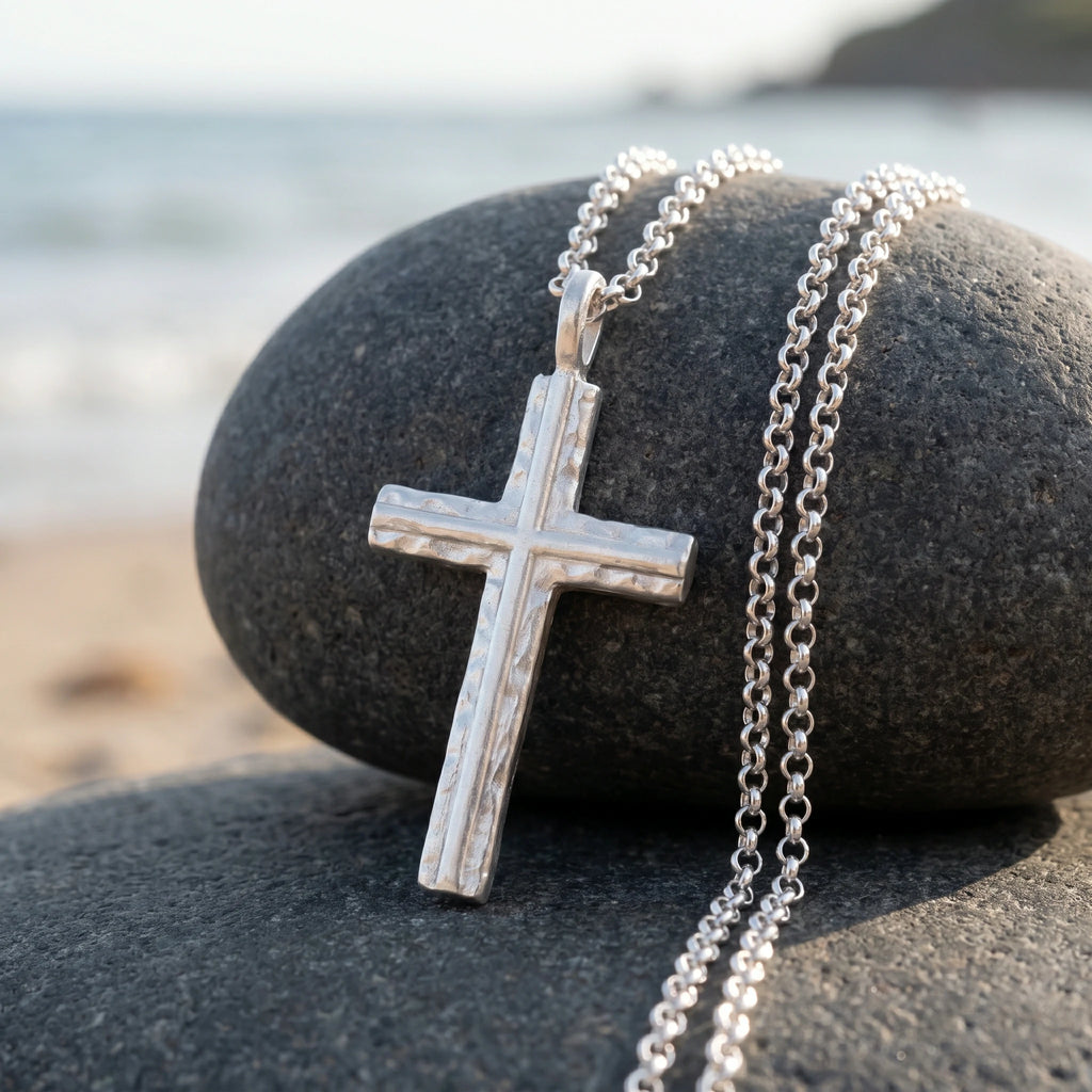 925 Sterling Silver Custom Engravable Holy Cross Faith Pendant Necklace