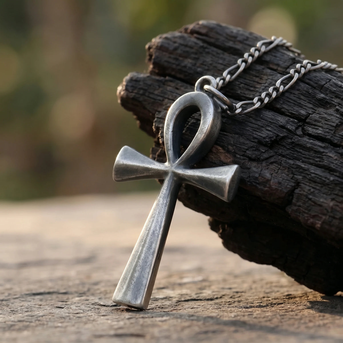925 Sterling Silver Beveled Ankh Holy Cross Durable Faith Pendant Necklace