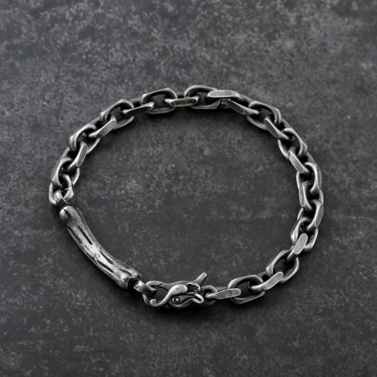 Dragon Skeleton Chain Bracelet, 925 Sterling Silver Beast Bone Link Cable Wristband