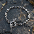 925 Sterling Silver Gothic Winged Toggle Clasp Durable Link Chain Bracelet