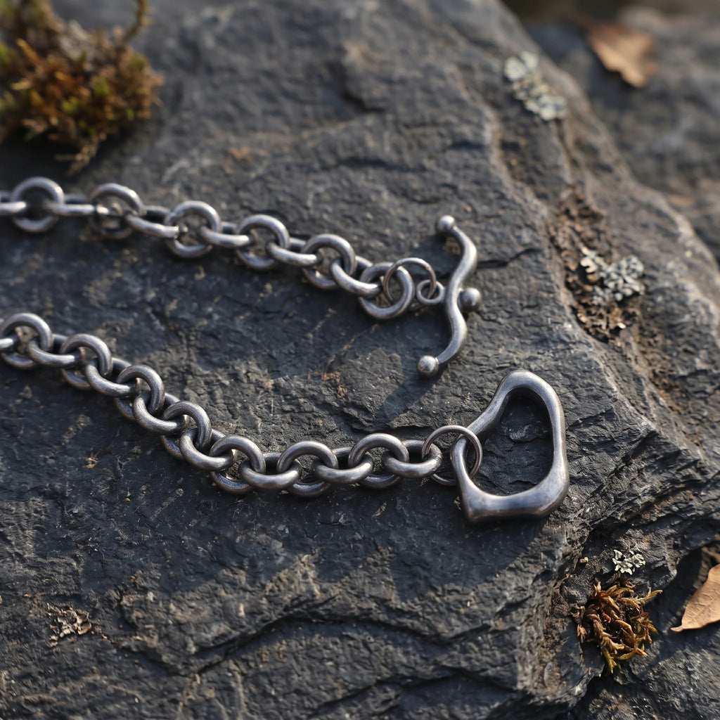 925 Sterling Silver Rolo Chain Bracelet With Artisanal Toggle Clasp For Daily Style