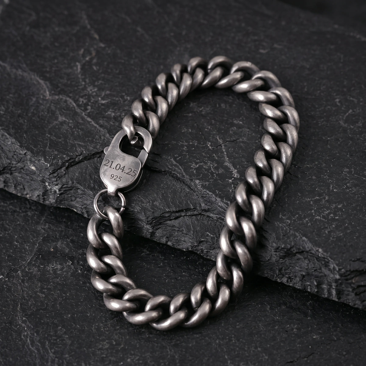 925 Sterling Silver Engravable Curb Link Bracelet Delivering Bold Masculine Power